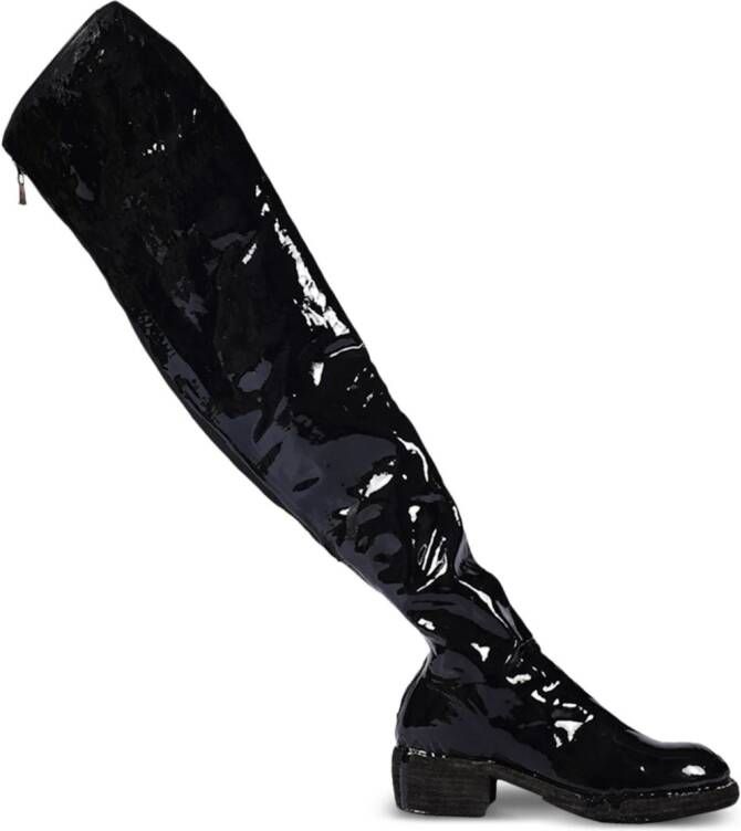 Guidi laminated knee-high leather boots Black