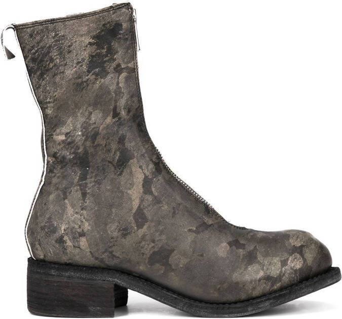 Guidi printed zip front boots Green