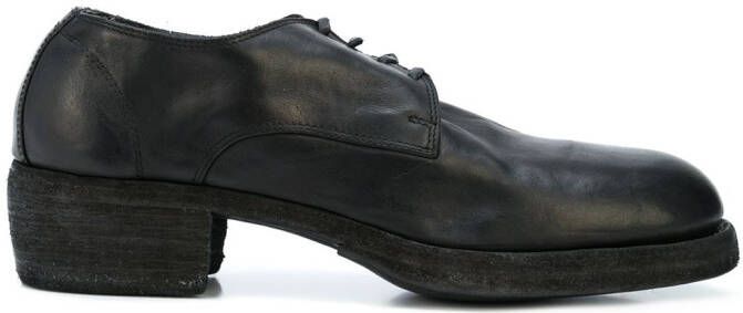 Guidi round toe lace up derby shoes Black