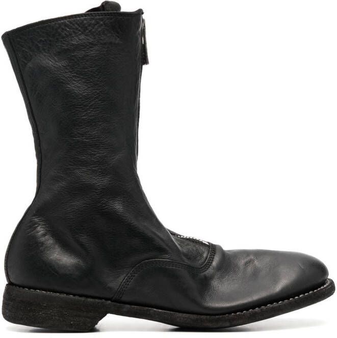 Guidi round-toe leather boots Black