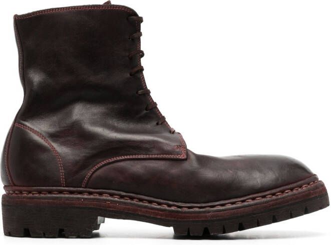 Guidi round-toe leather boots Red