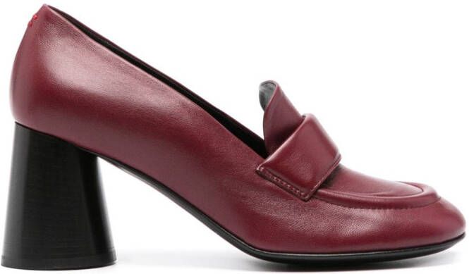 Halmanera block-heel 75mm leather loafers Red