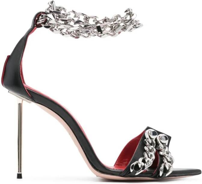 HARDOT 100mm chain-link embellished sandals Black