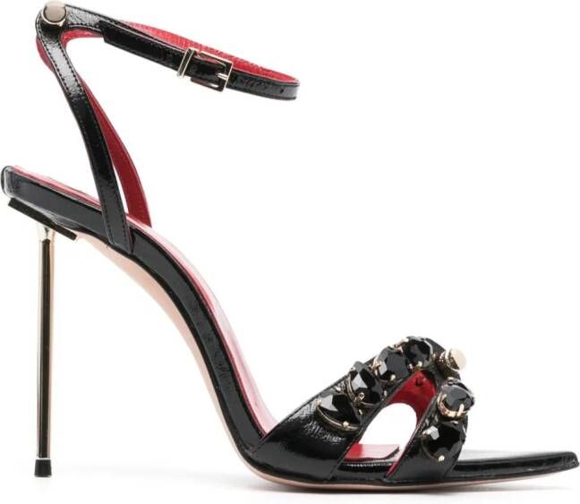 HARDOT Booty 101mm gemstone-detail leather sandals Black