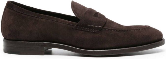 Henderson Baracco almond-toe suede loafers Brown