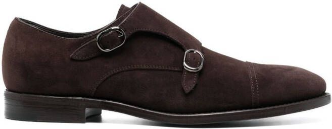 Henderson Baracco buckled suede monk shoes Brown