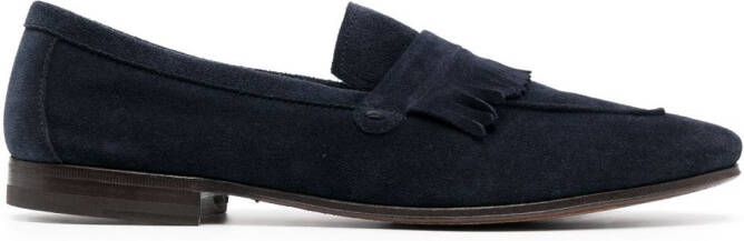 Henderson Baracco fringe-detail suede loafers Blue