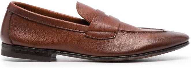 Henderson Baracco grained leather loafers Brown
