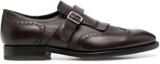 Henderson Baracco perforated buckled monk shoes Brown