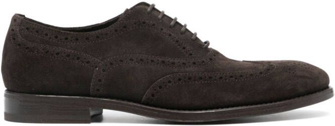 Henderson Baracco stacked-heel suede brogues Brown