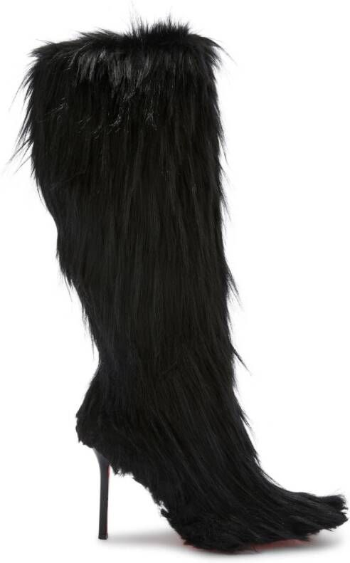 Heron Preston 100mm faux-fur stiletto boots Black