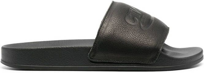 Heron Preston logo debossed slides Black