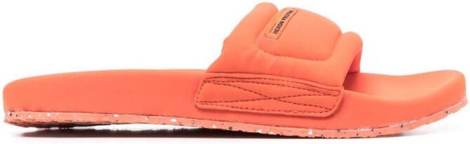 Heron Preston logo-patch slip-on slides Orange