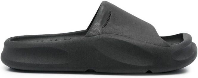 Heron Preston moulded open toe slides Black