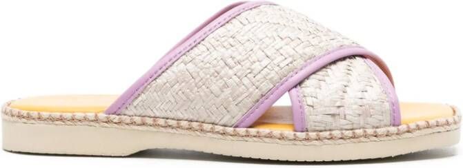Hogan 660 interwoven-raffia slides Purple