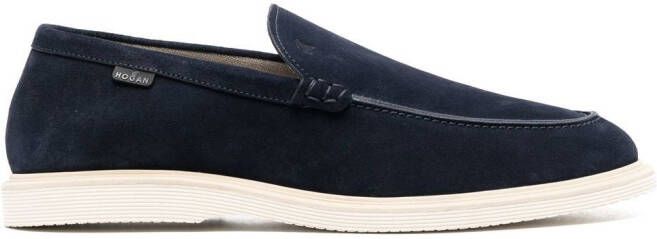 Hogan almond-toe suede loafers Blue