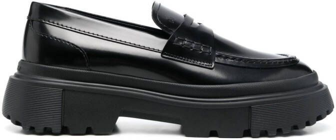 Hogan chunky leather loafers Black