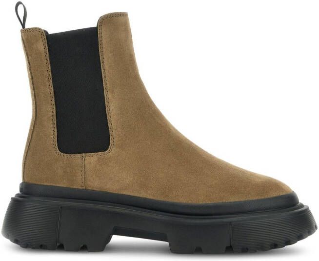 Hogan chunky-sole suede Chelsea boots Neutrals