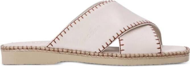 Hogan crossover-strap leather sandals White