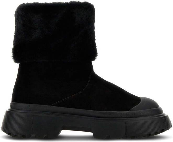 Hogan faux-fur suede boots Black