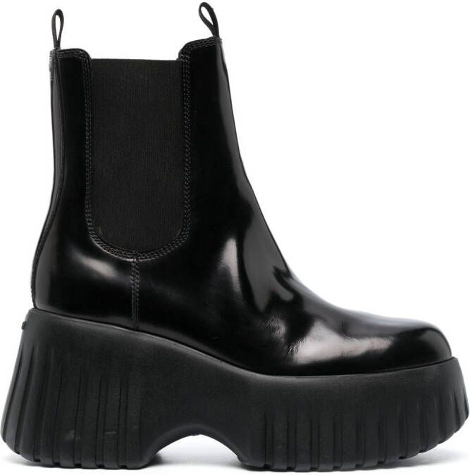 Hogan H-stripes wedge chelsea boots Black