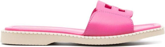 Hogan H638 flat leather sandals Pink