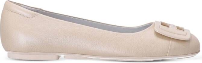 Hogan H661 patent-leather ballerina shoes Neutrals