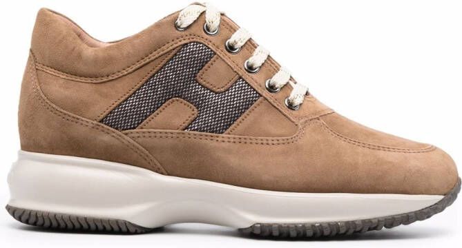 Hogan Interactive low-top suede sneakers Brown