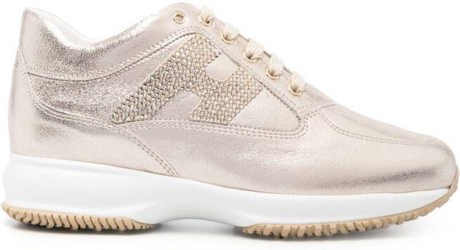 Hogan Interactive metallic low-top sneakers Neutrals