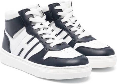 Hogan Kids colour-block panel high-top sneakers Blue