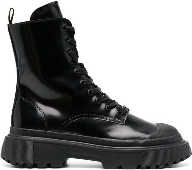 Hogan lace-up combat boots Black