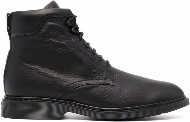 Hogan lace-up leather boots Black
