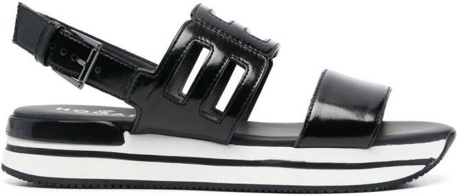 Hogan logo-embossed slingback sandals Black