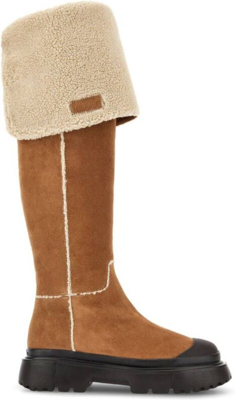 Hogan shearling-detailing suede boots Neutrals