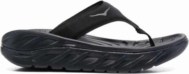 HOKA wedged flip flops Black