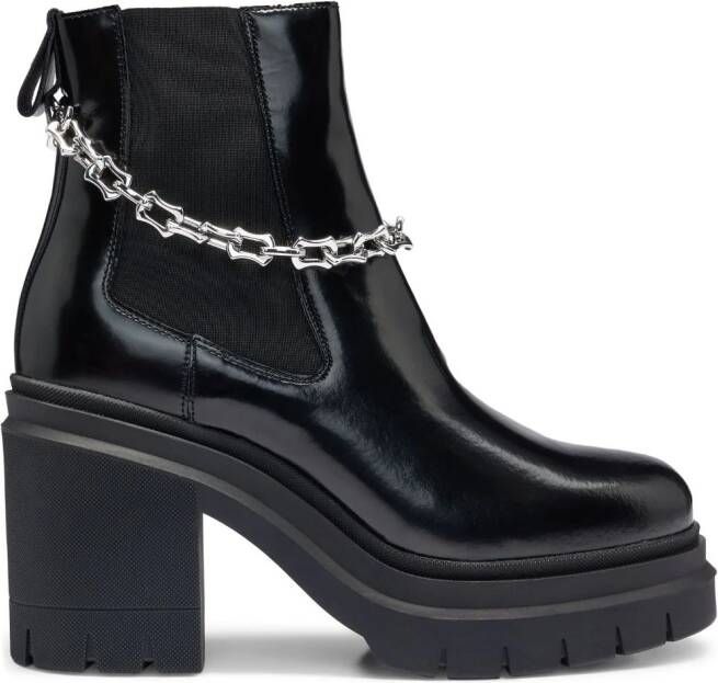 HUGO spiked-edge chain-trim chelsea boots Black