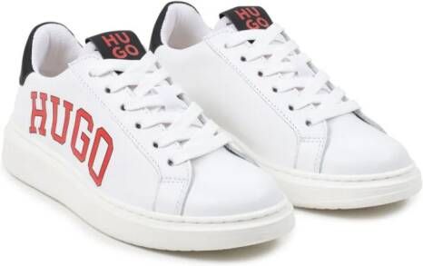 HUGO KIDS logo-print leather sneakers White
