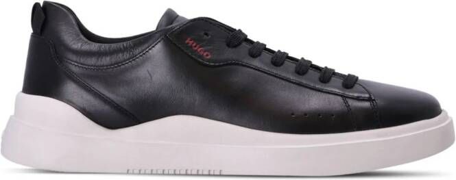HUGO logo-debossed leather low-top sneakers Black