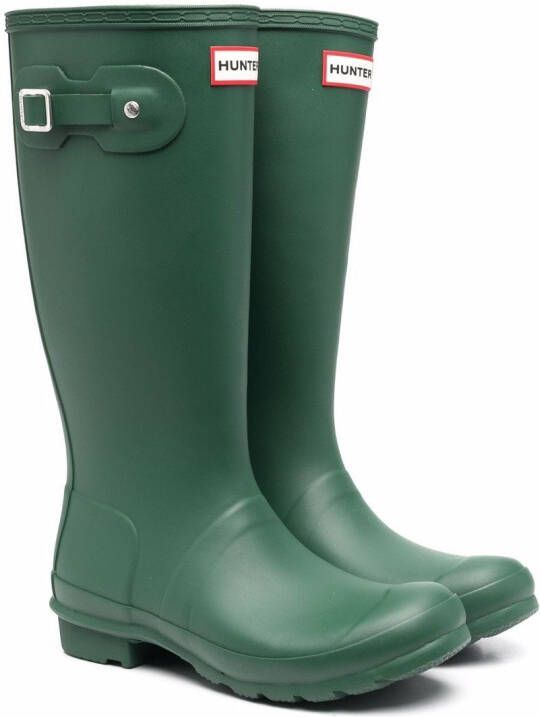 Hunter Kids Original logo-patch wellies Green