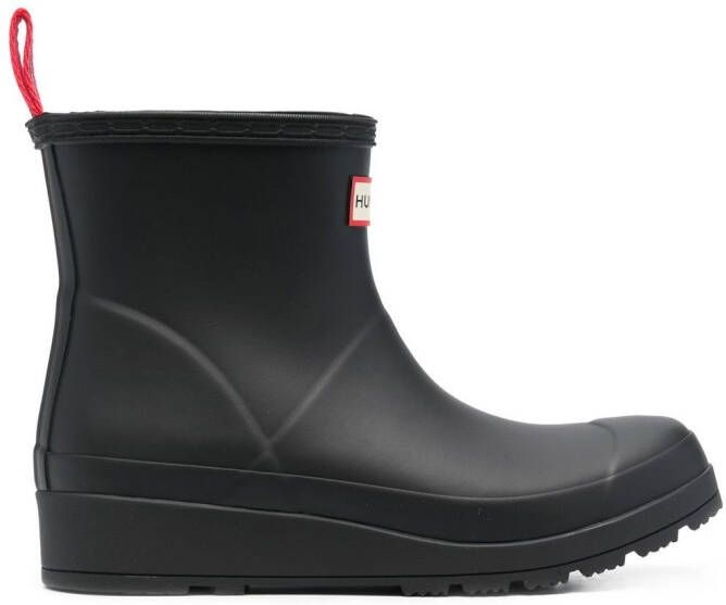 Hunter logo-patch detail boots Black