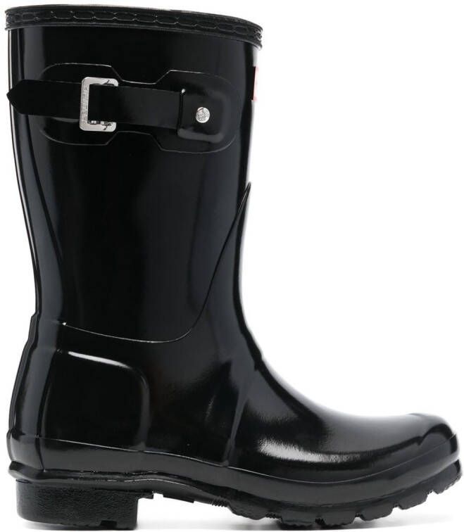 Hunter logo-patch detail boots Black
