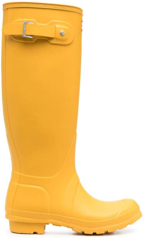 Hunter logo-patch detail boots Yellow
