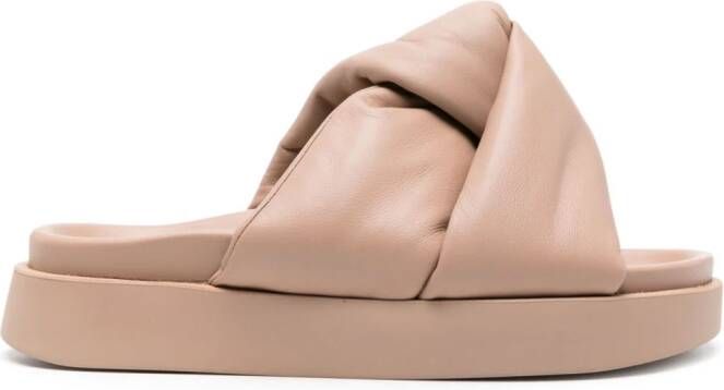 Inuikii Soft Crossed leather slides Neutrals