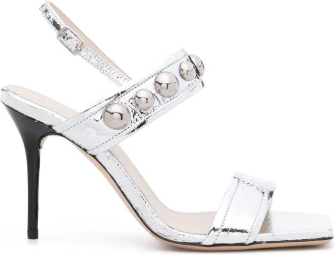 IRO 95mm studded leather sandals Silver