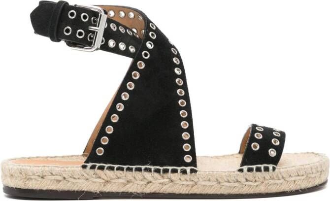 ISABEL MARANT Illya eyelet-detailing suede espadrilles Black
