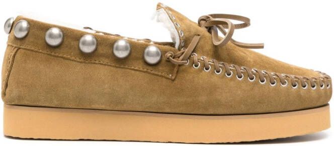 ISABEL MARANT Forley shearling loafers Green