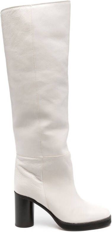 ISABEL MARANT leather knee-high 85mm boots White
