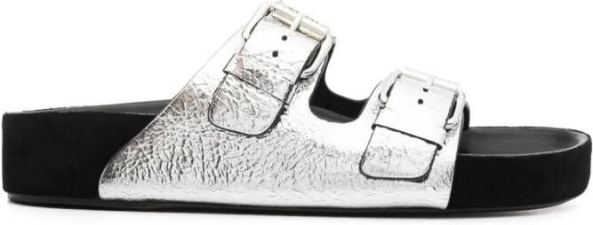 ISABEL MARANT Lennyo leather sandals Silver