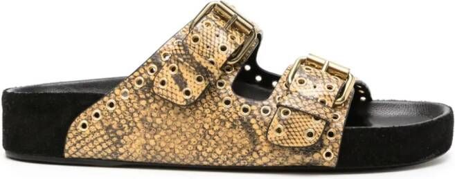ISABEL MARANT Lennyo lizard-skin leather sandals Neutrals