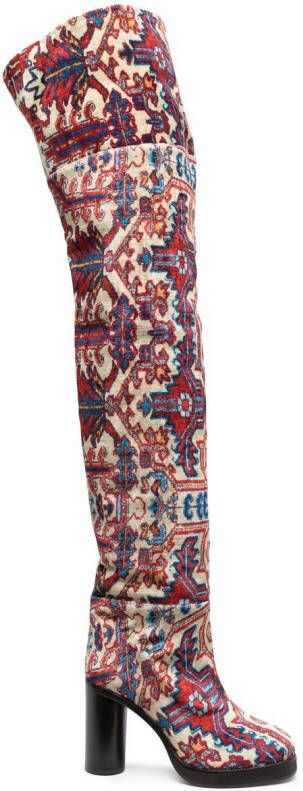 ISABEL MARANT Lurna patterned-jacquard boots Red